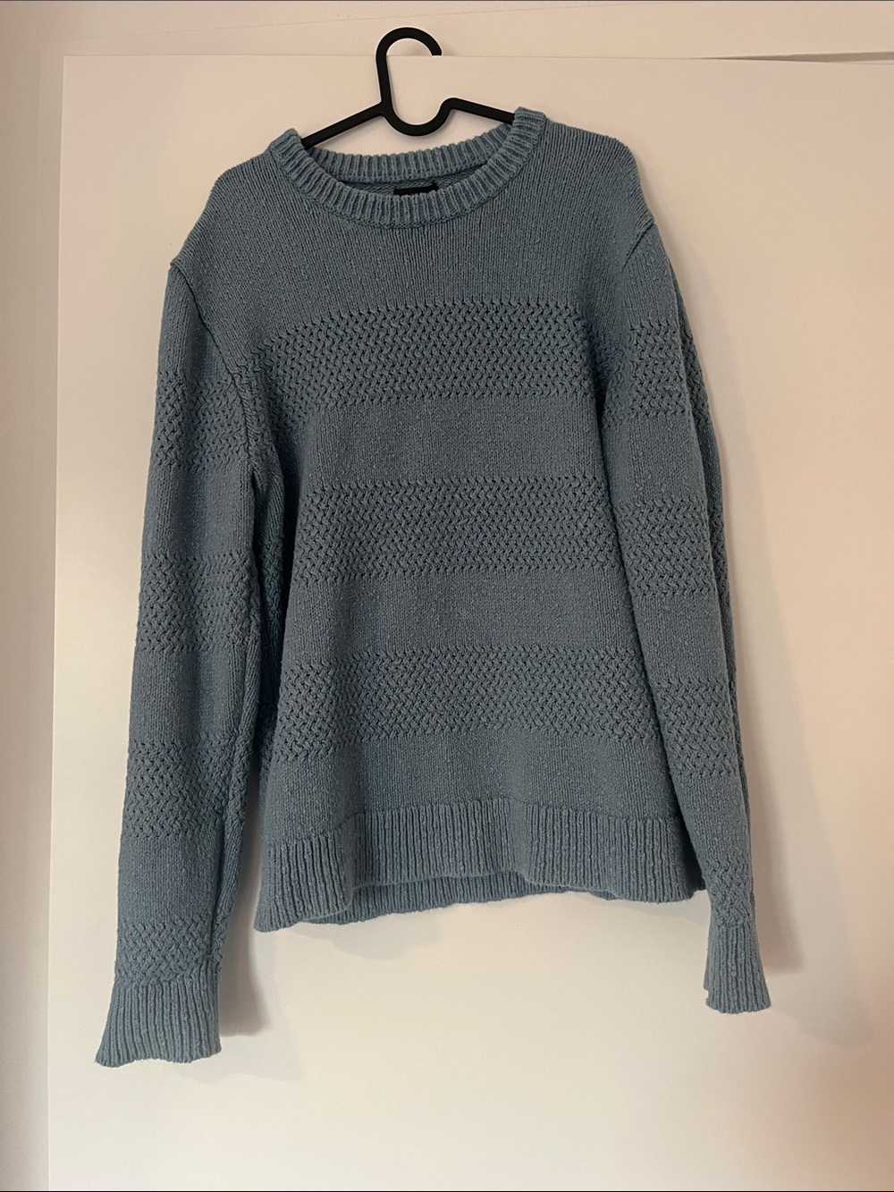 J. Crew Light Blue Cozy Crewneck Textured Knit Sweater- Cotton and Linen